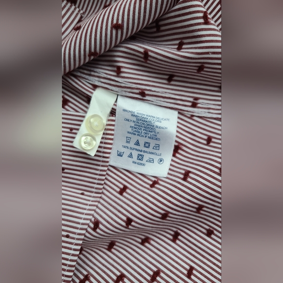 Lands' End 100% Cotton EUC No Iron Supima burgundy Red stripe Blouse size 4 - Picture 5 of 12
